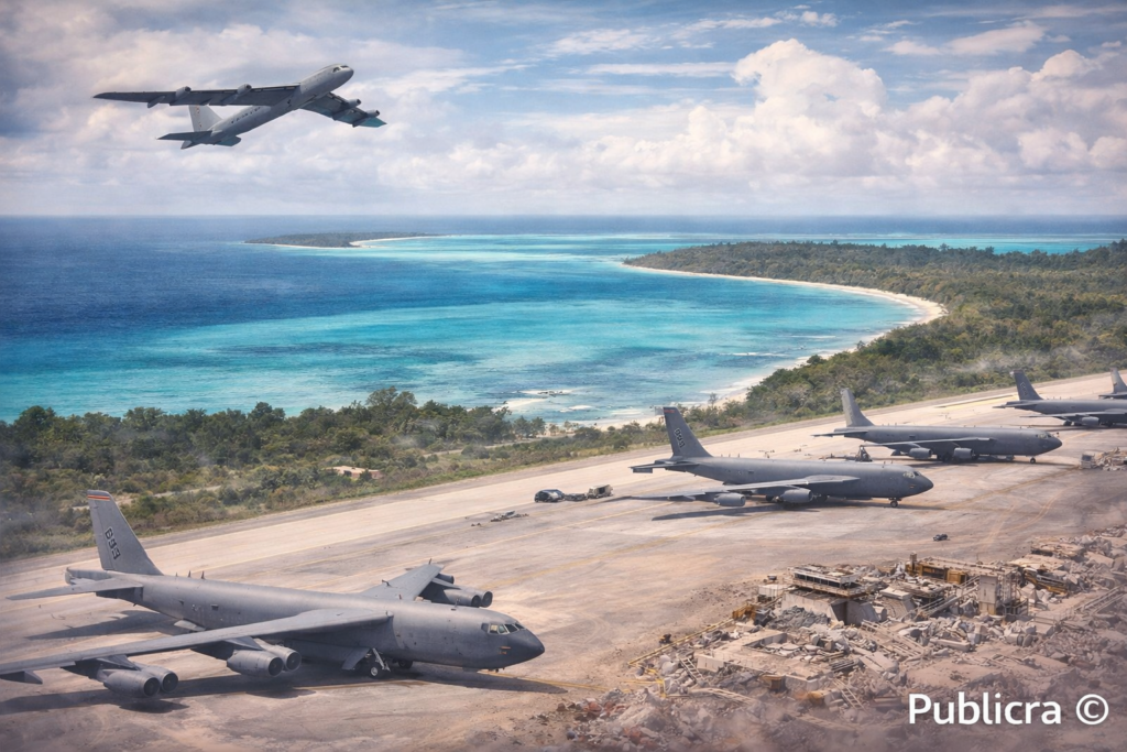 U.S. military aircraft stationed at the Diego Garcia air base in the Indian Ocean.