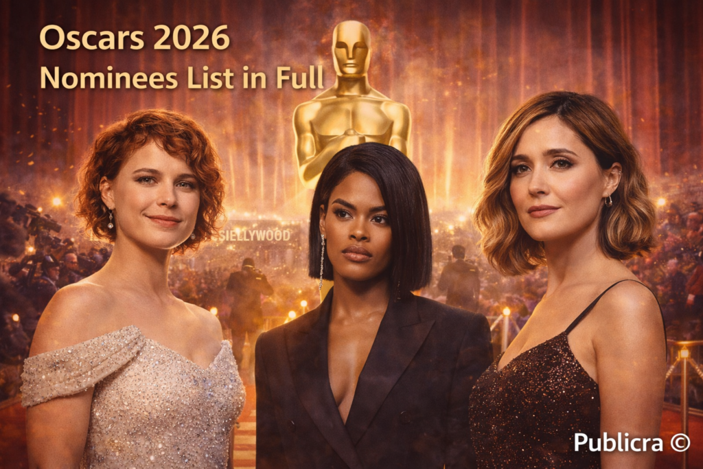 Oscars 2026 nominees announcement featuring actors Jessie Buckley, Rose Byrne and Teyana Taylor