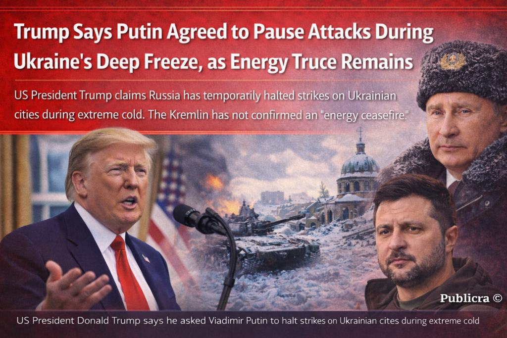Donald Trump speaking at the White House as Ukraine faces extreme winter temperatures