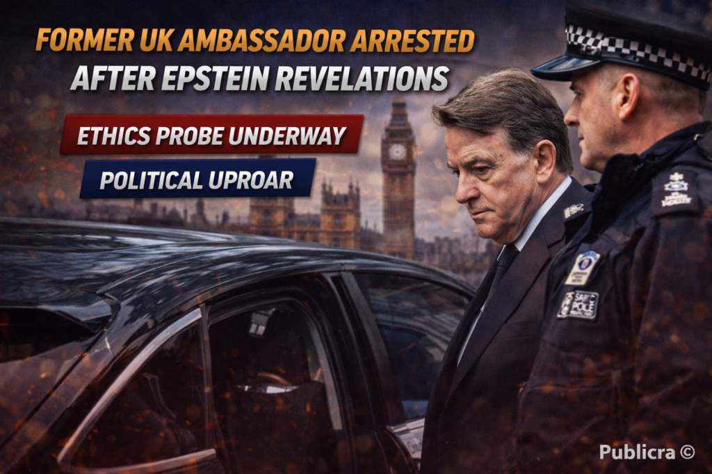 Former UK ambassador Peter Mandelson arriving in London amid investigation over Epstein-related revelations