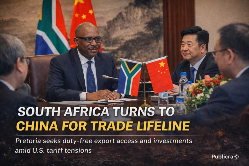 South African trade minister meeting Chinese officials during economic partnership talks