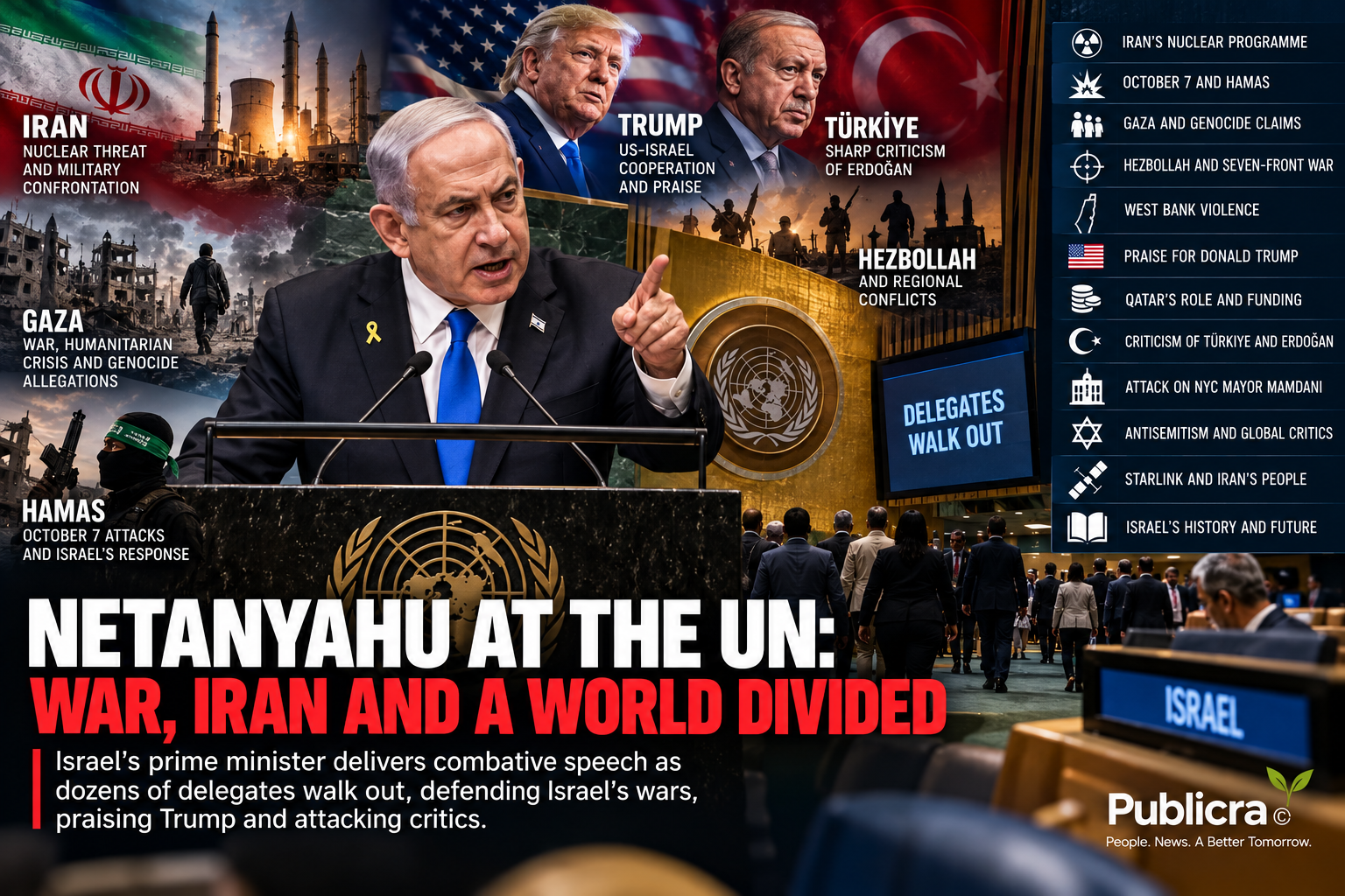 Israeli Prime Minister Benjamin Netanyahu addressing the 81st United Nations General Assembly in New York on September 24, 2026.